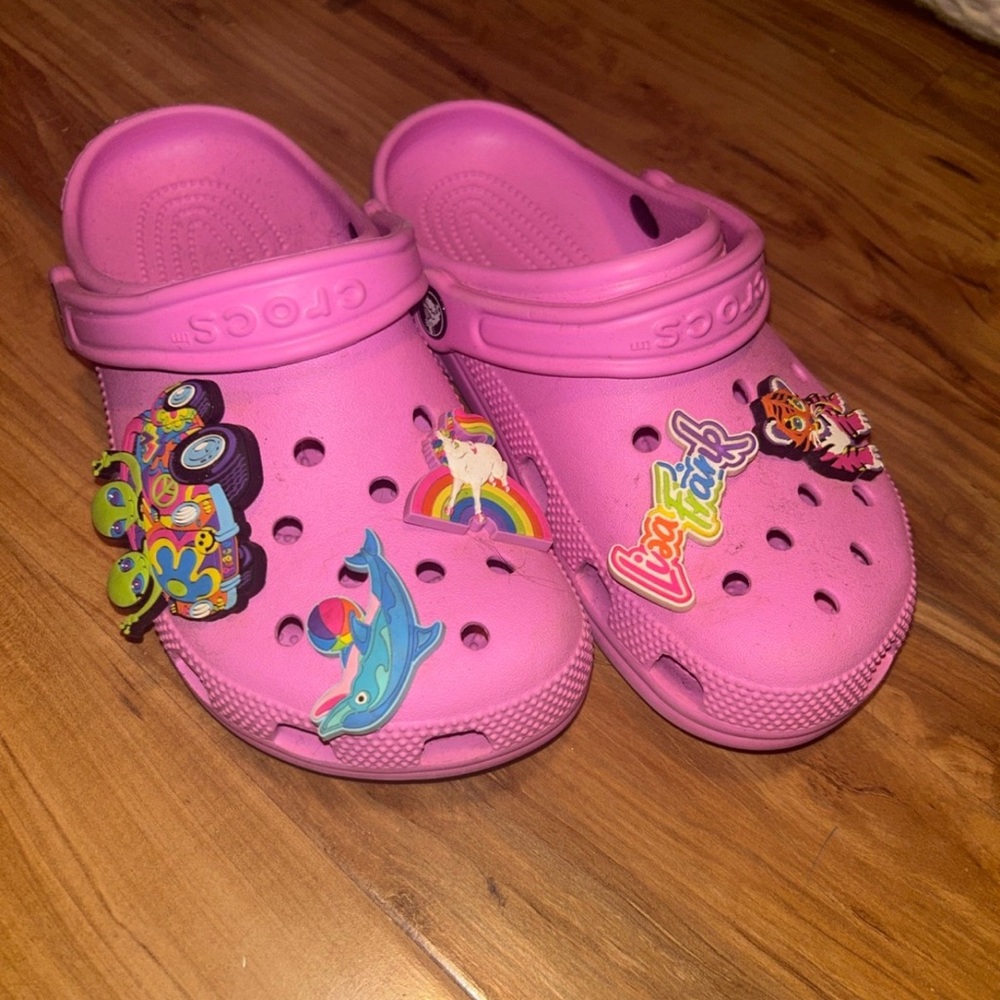 Pink Crocs with lisa frank Charms